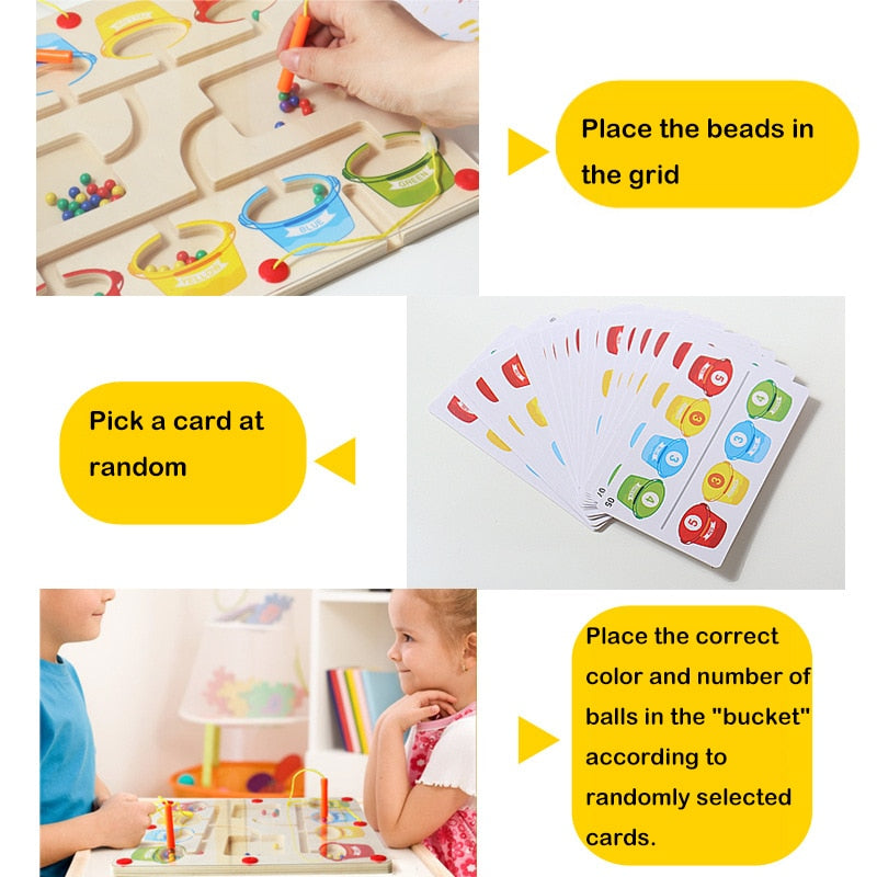 Magnetic Wooden Color and Number Maze