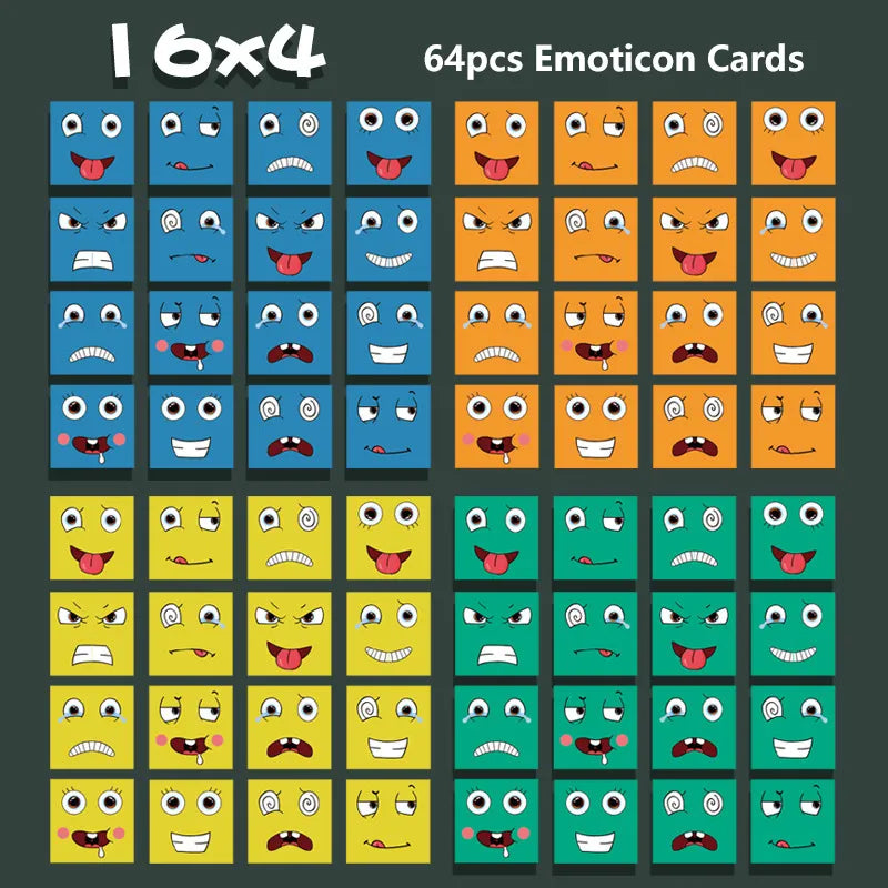 Wooden Face Expressions Changing Building Block