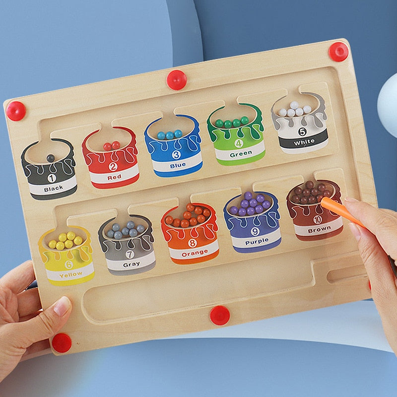 Magnetic Wooden Color and Number Maze