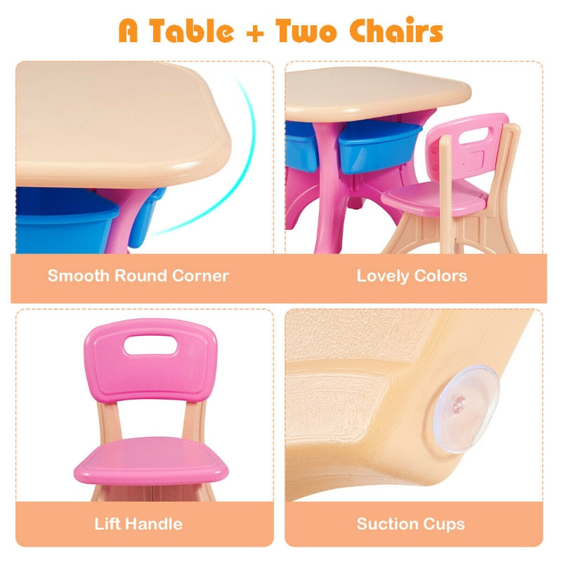 Gymax Fashion Plastic Children Kids Table & Chair