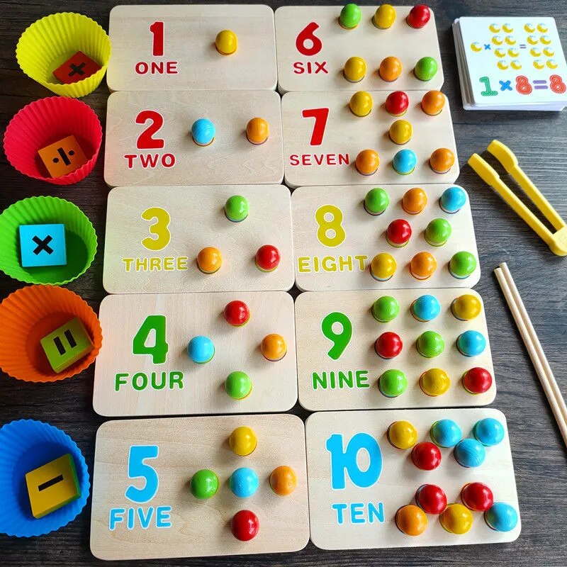 Montessori Toys for Children Rainbow Stack Number Game