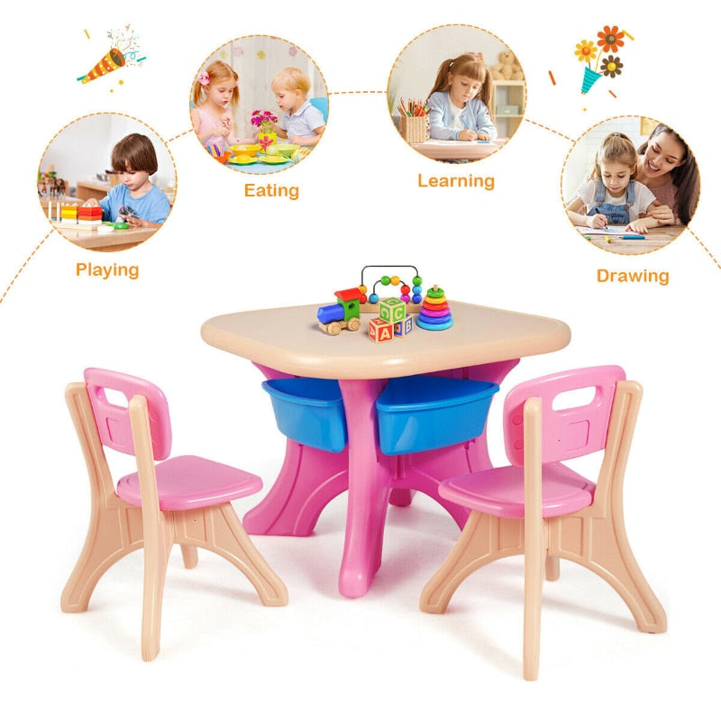 Gymax Fashion Plastic Children Kids Table & Chair