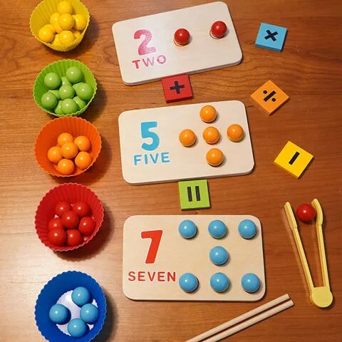 Montessori Toys for Children Rainbow Stack Number Game