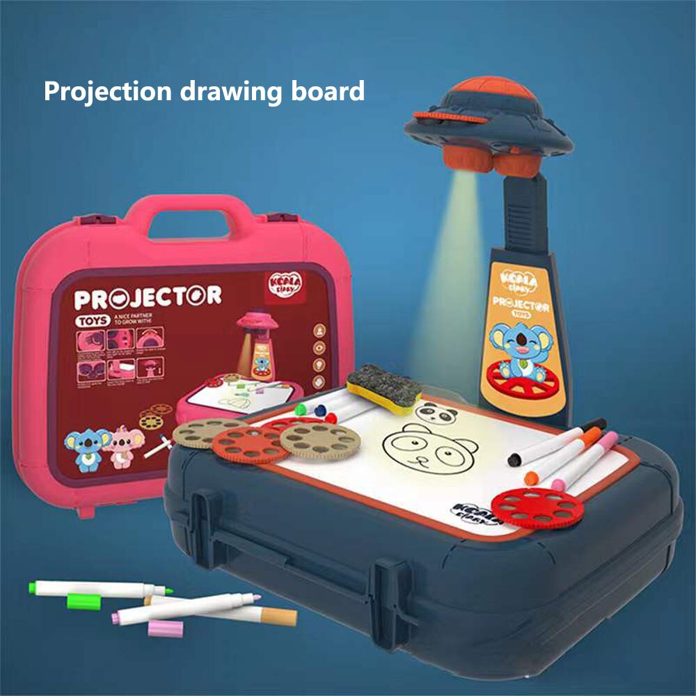 Children's LED Projector Suitcase Art Drawing Table