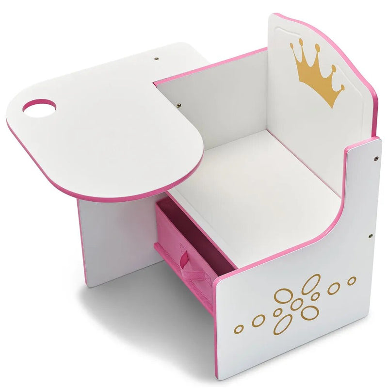 Princess Crown Task Chair Desk with Storage Bin
