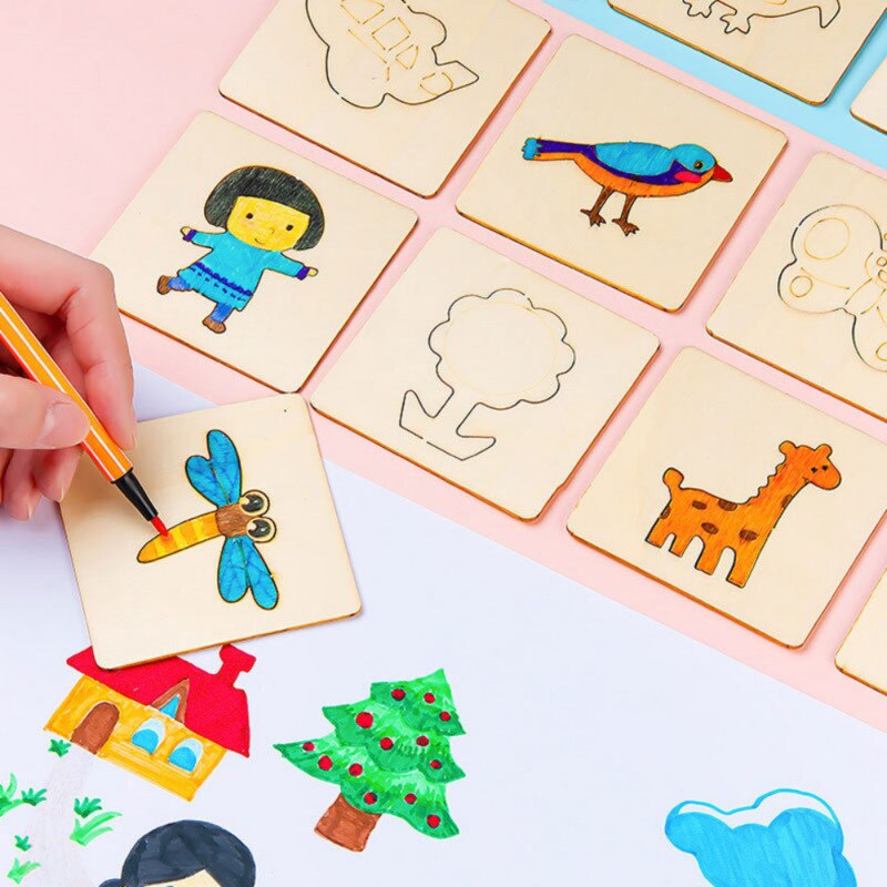 20Pcs Wooden Drawing Stencil Kit Kids Drawing