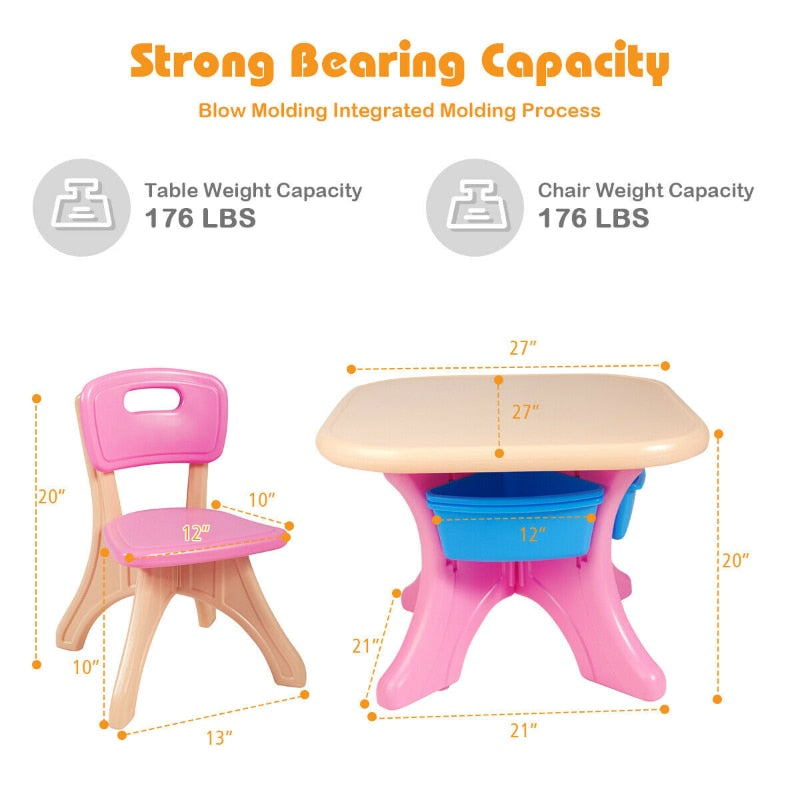 Gymax Fashion Plastic Children Kids Table & Chair