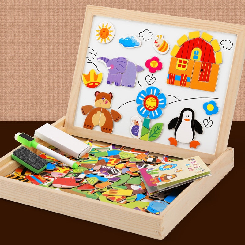 100+Pcs Wooden Multifunction Children Animal Puzzle