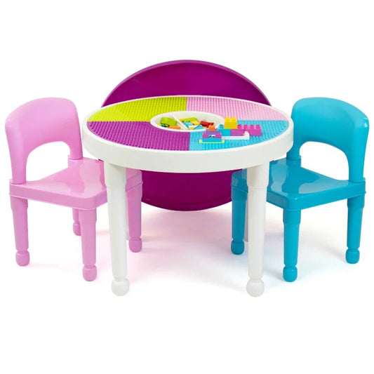 Kids 2-in-1 Plastic Activity Table and 2 Chairs