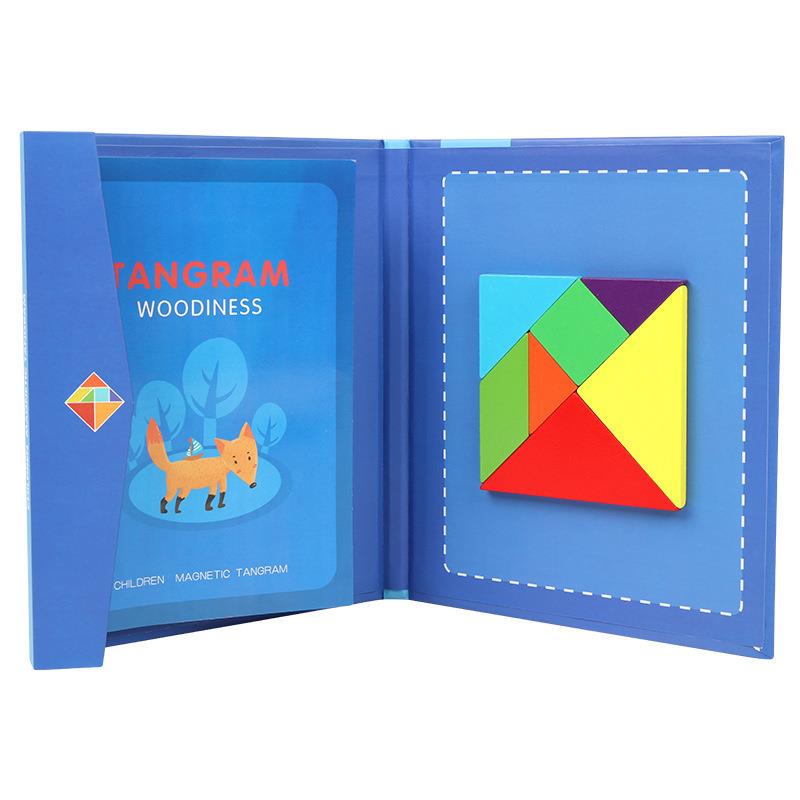 Wooden Jigsaw Magnetic Tangram Puzzle Book