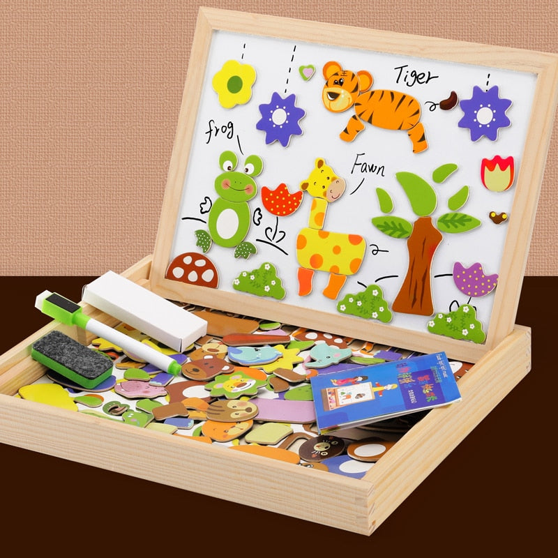 100+Pcs Wooden Multifunction Children Animal Puzzle