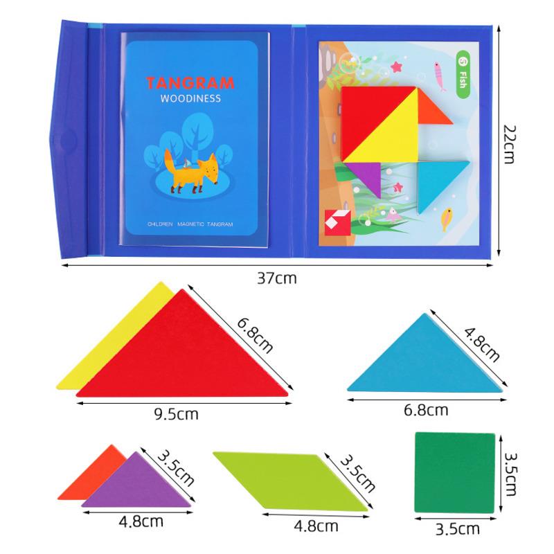 Wooden Jigsaw Magnetic Tangram Puzzle Book