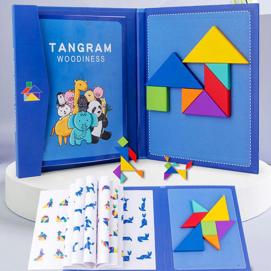 Wooden Jigsaw Magnetic Tangram Puzzle Book