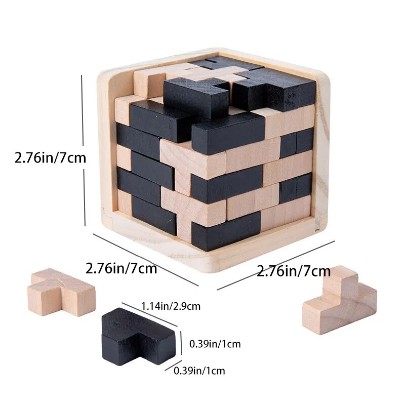 Wooden Puzzles IQ Toy, 54T Cube Educational