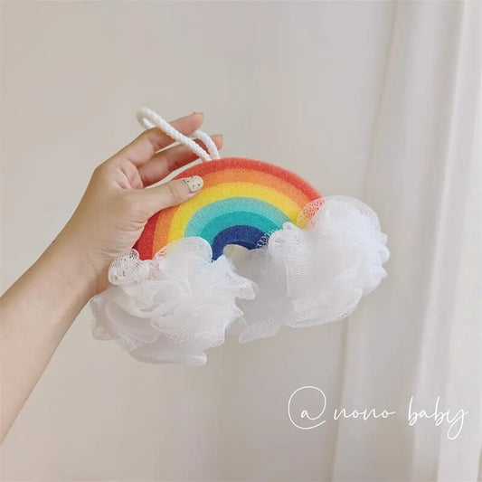 Kawaii Rainbow Bath Ball Soft Mesh Bubbler Sponge