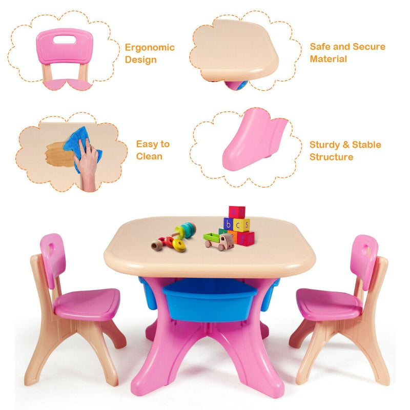 Gymax Fashion Plastic Children Kids Table & Chair