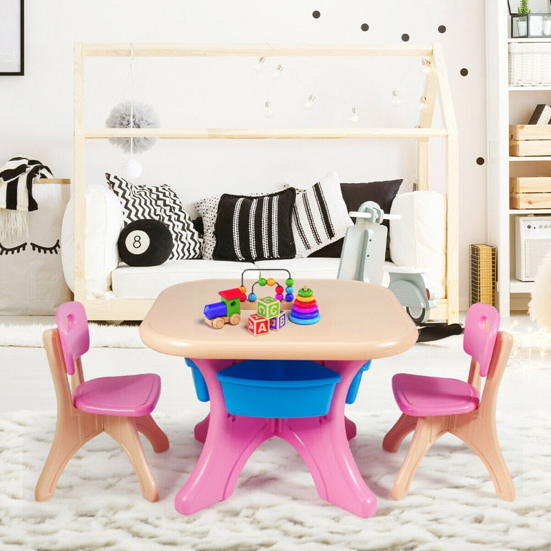 Gymax Fashion Plastic Children Kids Table & Chair