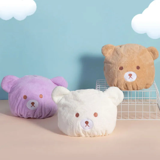 Cute Cartoon Bear Shower Caps Hair-drying