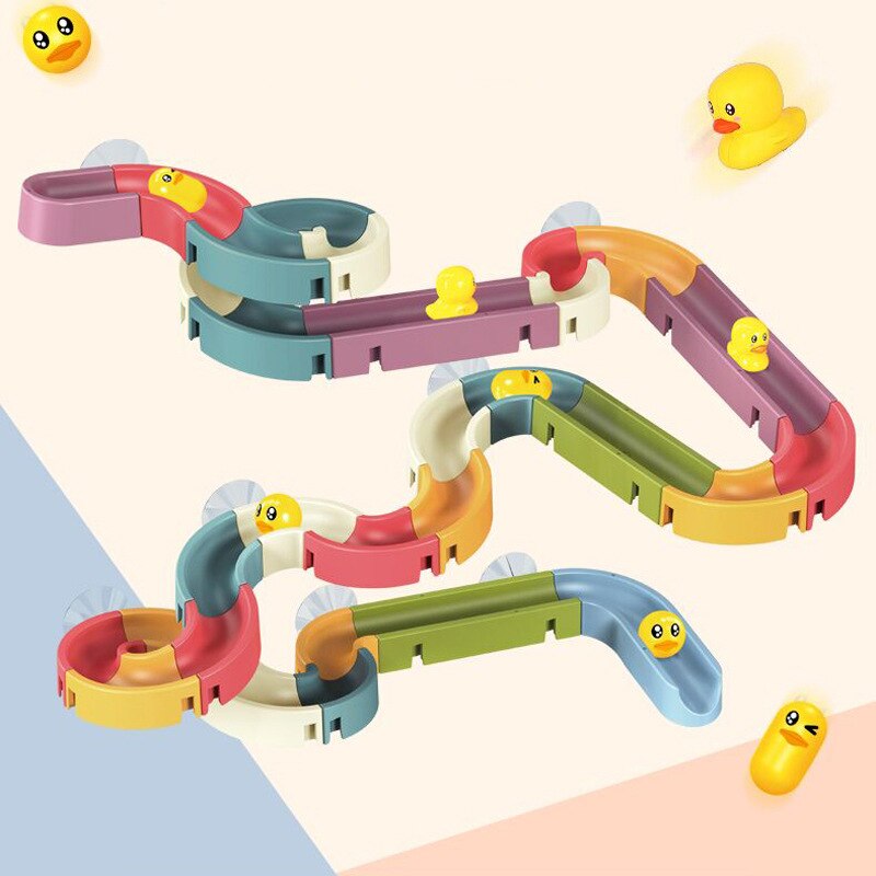 Baby Bath Toys DIY Slide Tracks Pipeline Yellow Ducks