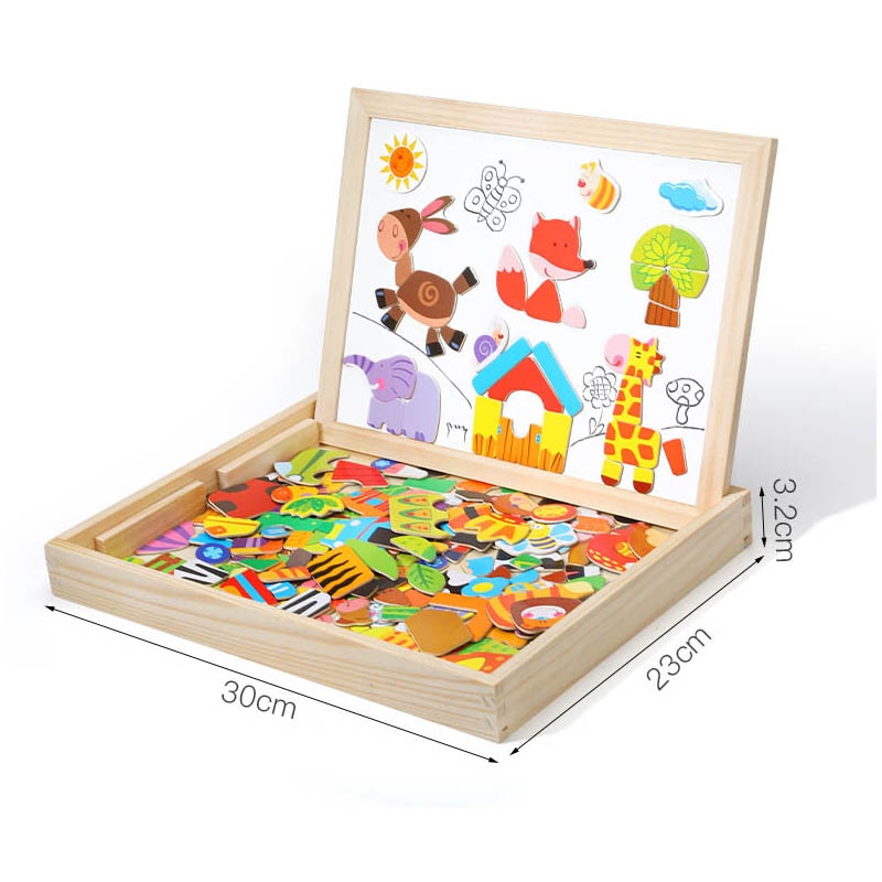 100+Pcs Wooden Multifunction Children Animal Puzzle