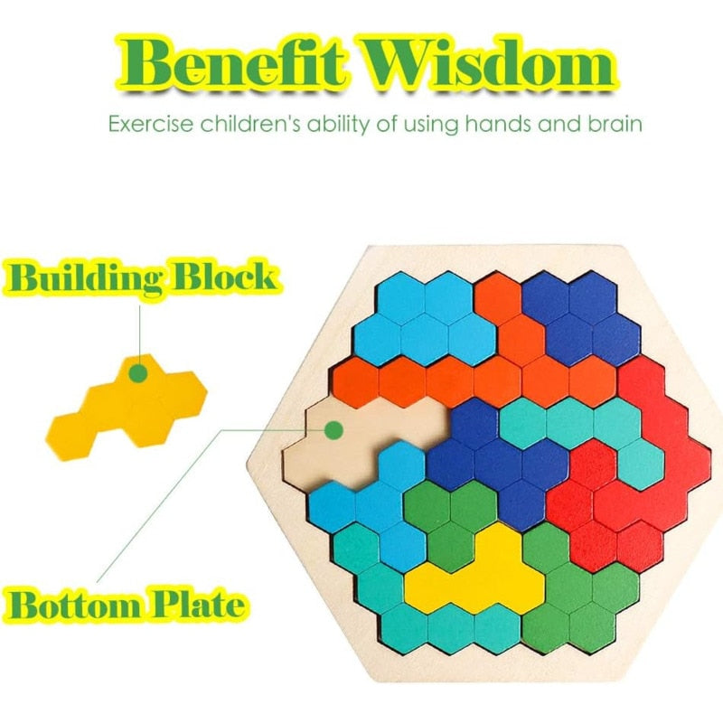 3D Hexagonal Wooden Puzzles Educational Toy