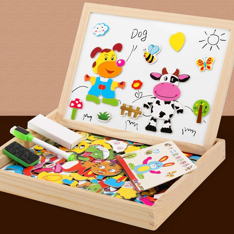 100+Pcs Wooden Multifunction Children Animal Puzzle